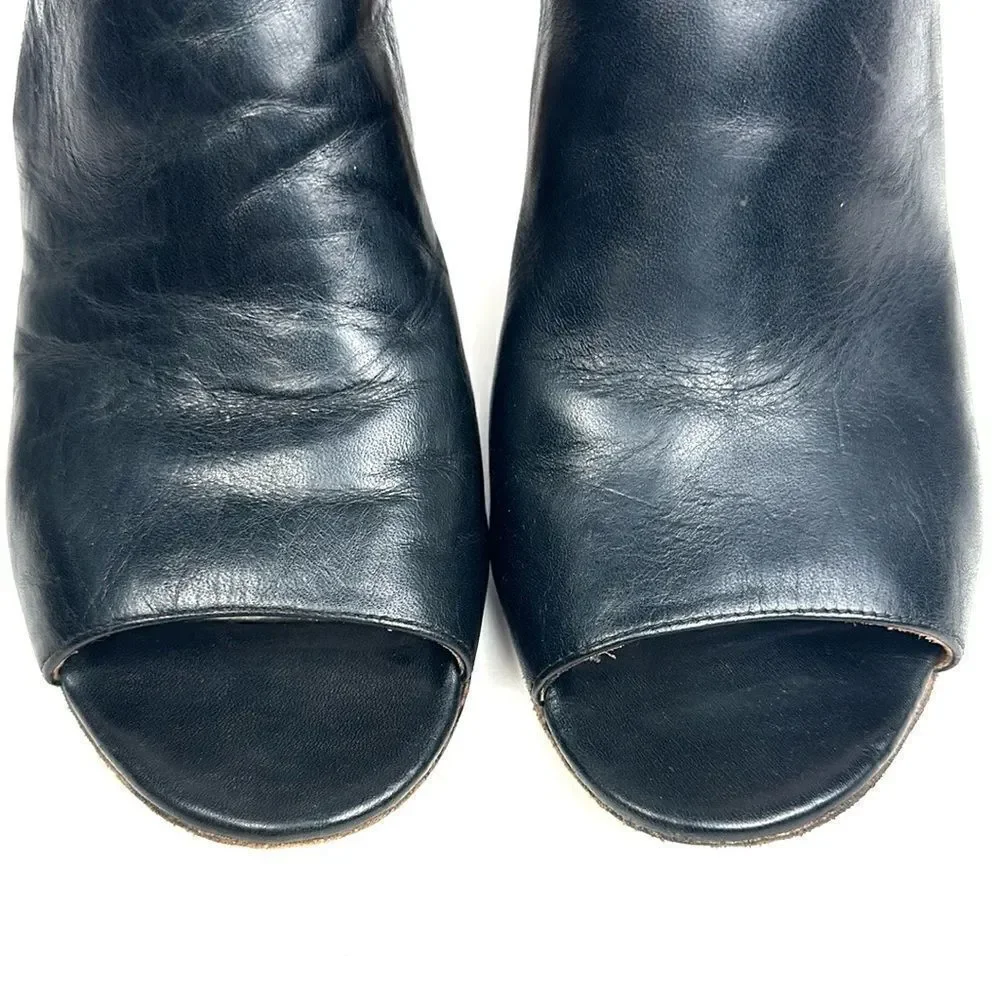 Maison Martin Margiela Black Leather Ombre Heels Open Toe Side Buckle Italy 39